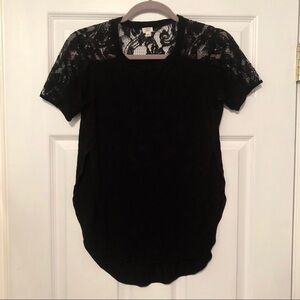 Aritzia Wilfred Black Top with Lace Sleeves
